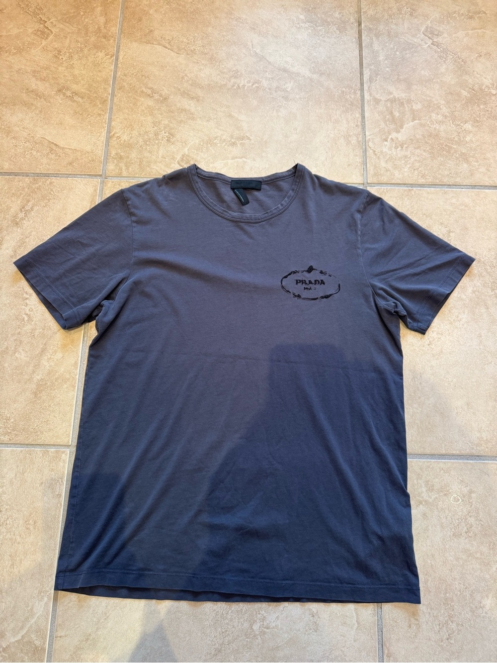 Prada Men’s Embroidered Logo T-Shirt Size XL Dark Gray